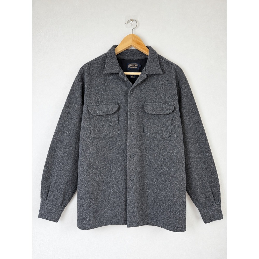 Pendleton Mens 100% Virgin Wool Board Shirt XXL Grey Heather Flannel Outdoor